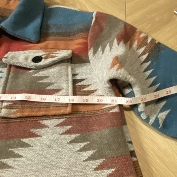 VTG Aztec Southwestern Shacket Tribal Boho Western Wool Blend Oversized Coat S - Picture 9 of 11